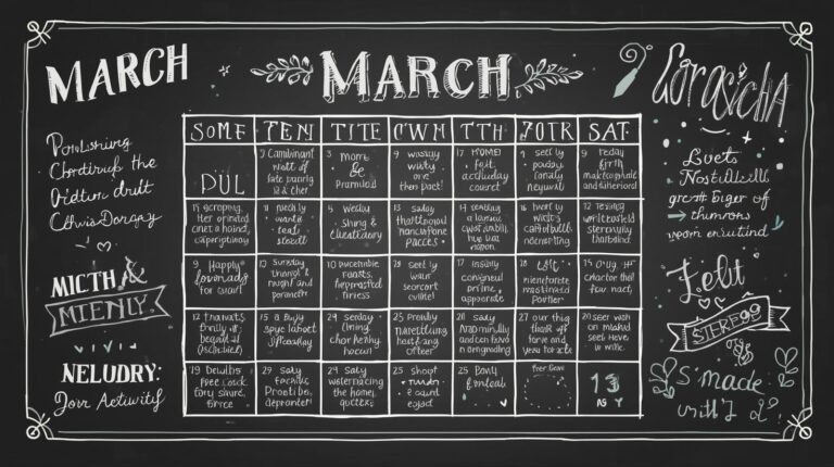 March Chalkboard Calendar: Organizing Your Month with Style and Creativity